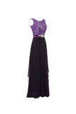 Round Neck Lace Sleeveless Long Prom Evening Dresses Bridesmaid Dress BD010 - Tirdress