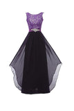 Round Neck Lace Sleeveless Long Prom Evening Dresses Bridesmaid Dress BD010