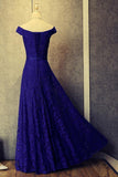 Royal Blue Floor Length Off Shoulder Prom Dresses Evening Dresses PG488 - Tirdress