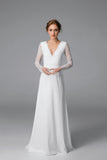 Royal open back wedding dress Simple lace long sleeve Bridal Gown TN217 - Tirdress
