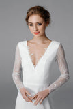 Royal open back wedding dress Simple lace long sleeve Bridal Gown TN217 - Tirdress