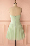 Sage Green Strapless A-line Short Party Dress Homecoming Dress HD0169 - Tirdress