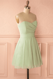 Sage Green Strapless A-line Short Party Dress Homecoming Dress HD0169 - Tirdress