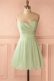 Sage Green Strapless A-line Short Party Dress Homecoming Dress  HD0169