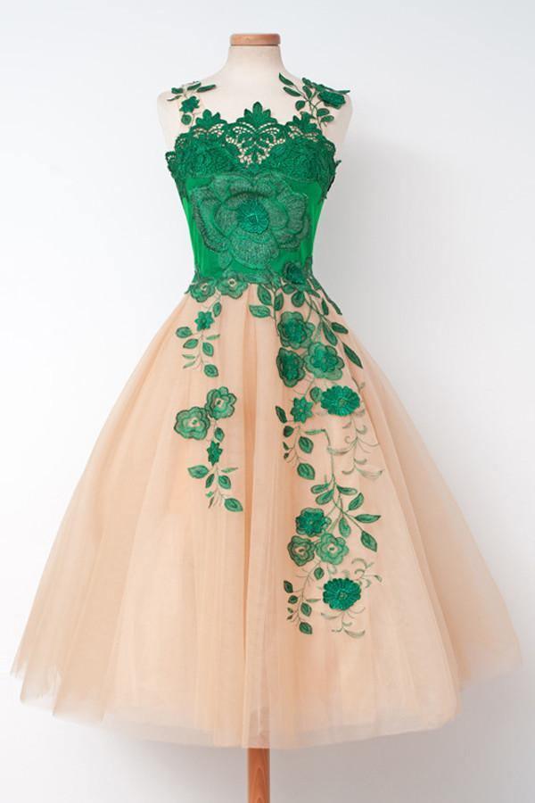 scalloped homecoming dresses Scalloped-Edge Knee-Length Tulle Homecoming Dress With Lace Applique Custom Size / Custom Color