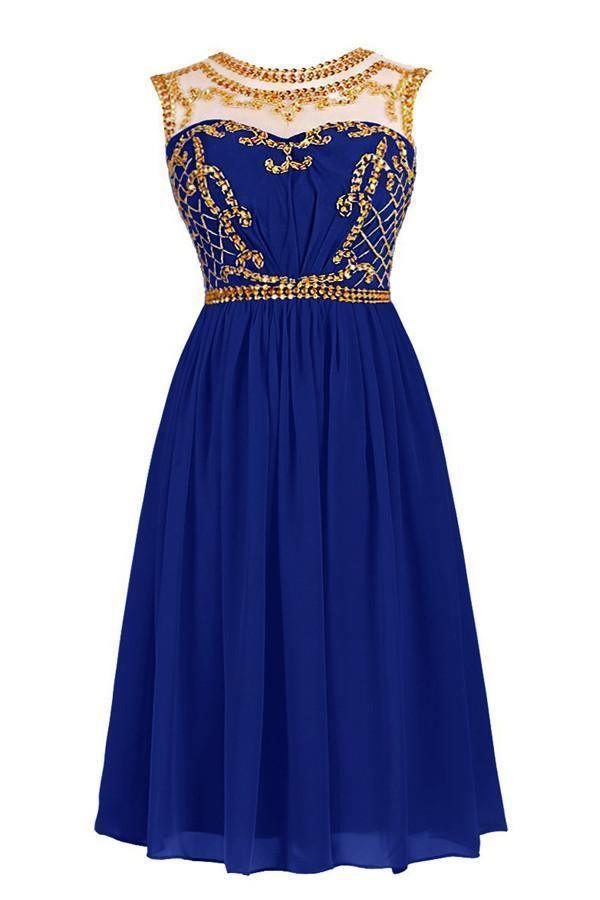 Scoop A-line Knee Length Chiffon Royal Blue Homecoming Dresses US2 / As Picture Scoop A-line Knee Length Chiffon Royal Blue Homecoming Dresses US2 / As Picture