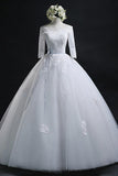 Scoop Ball Gown Bateau Long Tulle Wedding Dress With Lace WD013 - Tirdress