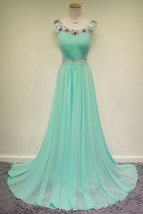 Scoop Beading Chiffon Green Long Evening/Prom Dress PG US8 / Custom Color Scoop Beading Chiffon Green Long Evening/Prom Dress PG US8 / Custom Color