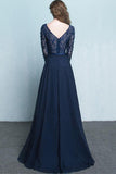 Scoop Chiffon Neck Long Sleeves Beading Evening Dress Prom Dress PG322 - Tirdress