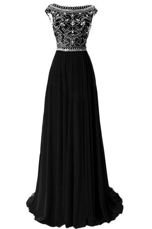 Scoop Chiffon Red Long Prom Dress Evening Gowns With Beading PG 213 - Tirdress