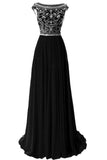Scoop Chiffon Red Long Prom Dress Evening Gowns With Beading PG 213 - Tirdress