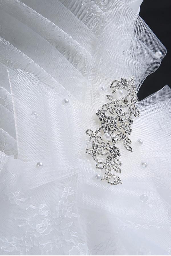 Scoop Gown Sweetheart Organza Wedding Dress With Lace WD014 - Tirdress
