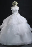 Scoop Gown Sweetheart Organza Wedding Dress With Lace WD014