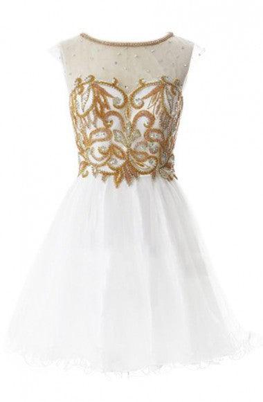Scoop Neck A-line Sleeveless Knee Length Homecoming Dress With Sequins TP0017 - Tirdress