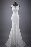 Scoop Neck Appliques Lace Trumpet/Mermaid Wedding Dress WD154 - Tirdress