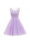Scoop Neck Appliques Sequins Lilac Short Prom Dress Homecoming Dress PG092