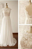 Scoop Neck V-Back Lace A-Line Wedding Dress WD100 - Tirdress