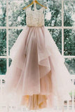 Scoop Sleeveless Organza Prom Dress Evening Gowns with Sweep Train PG302 - Tirdress