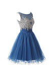Scoop Tulle Homecoming Dresses Short Prom Dresses With Beading PG087 - Tirdress