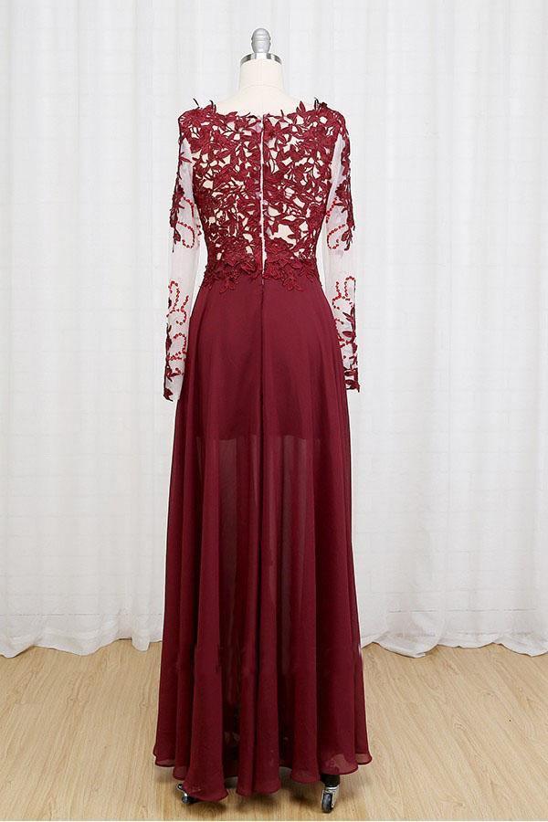 Sexy Black Long Sleeve Split Lace Prom Dress Evening Dresses PG341 US10 / Custom Color Sexy Black Long Sleeve Split Lace Prom Dress Evening Dresses PG341 US10 / Custom Color