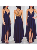 Sexy High Low V-Neck Backless Sequined A Line Cheap Prom Dresses TP0831 - Tirdress