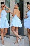 Sexy Jewel Short Mint Green Homecoming Dress With Lace Top Backless TR0159 - Tirdress