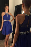 Sexy Jewel Sleeveless Short Royal Blue Homecoming Dress with Beading TR0081