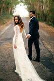 Sexy Mermaid Long Sleeves White Lace Wedding Dress WD120 - Tirdress