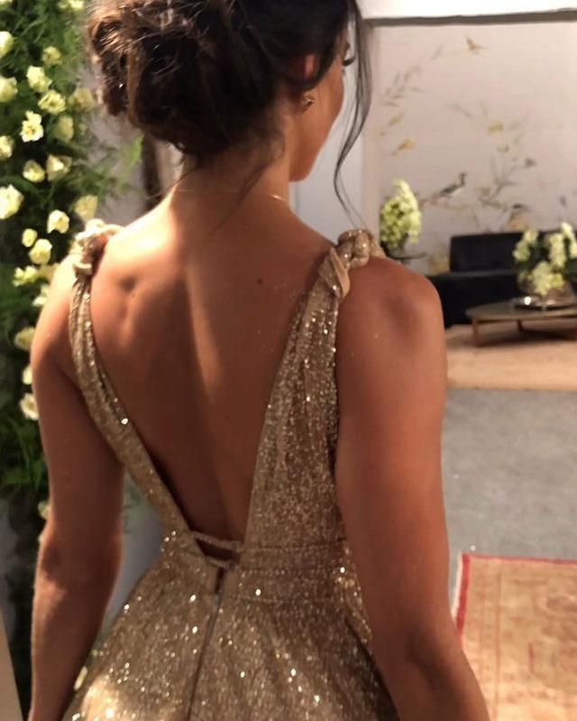 Sexy V Neck Gold Sequin Empire Long Prom Dress Evening Dress TP0948 US10 / As Picture Sexy V Neck Gold Sequin Empire Long Prom Dress Evening Dress TP0948 US10 / As Picture
