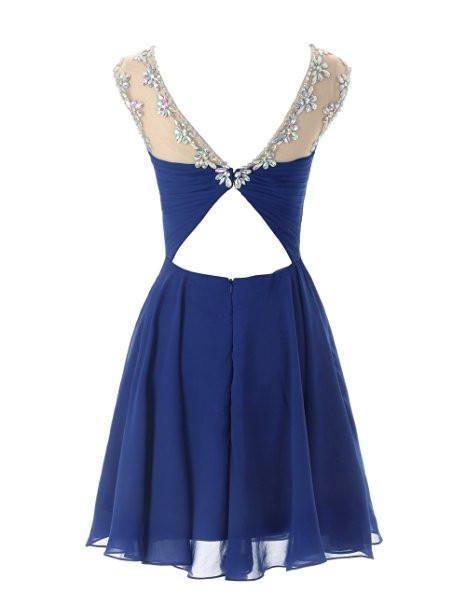 Sexy Royal Bule Chiffon Short Homecoming Dresses PG016 - Tirdress