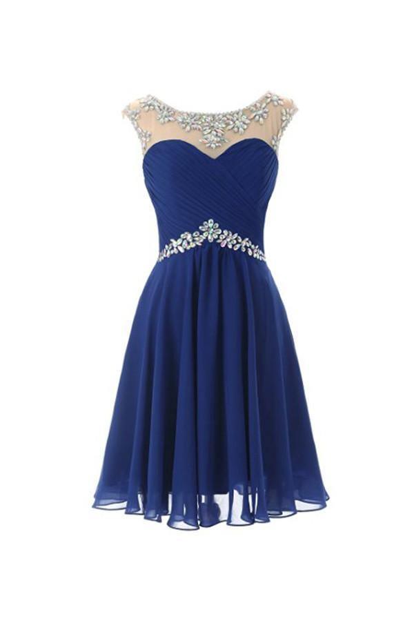 Sexy Royal Bule Chiffon Short Homecoming Dresses PG016 - Tirdress