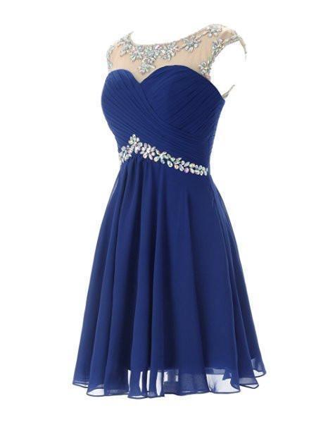 Sexy Royal Bule Chiffon Short Homecoming Dresses PG016 - Tirdress