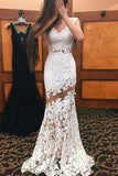 Sheer Trumpet  Floral Keyhole Back Wedding Dress With Lace Appliques TP0140