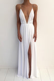 Sexy V-neck Spaghetti Strap Prom Dress With Front Split PG369