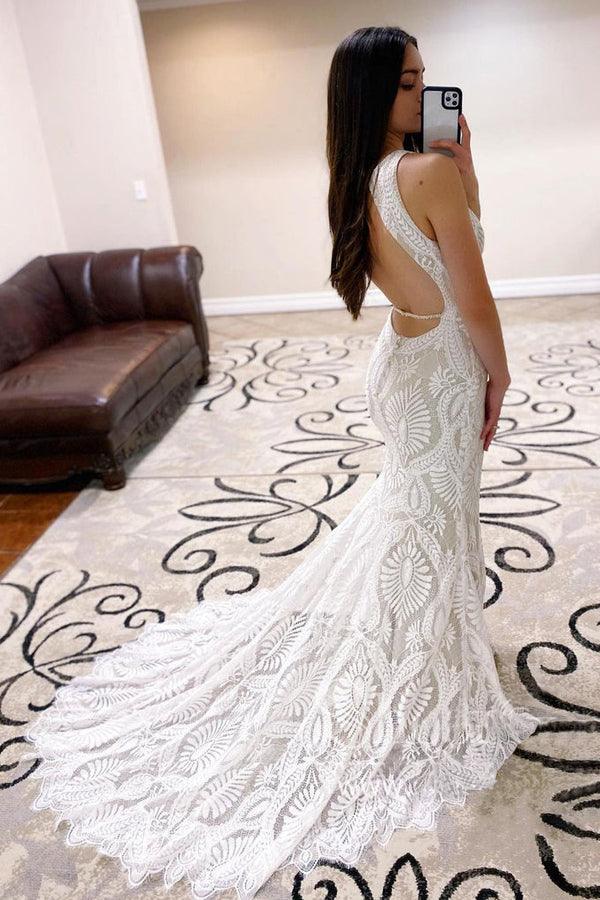 Sheath Lace Wedding Dress open Back Bridal Dress With Court Train Tirdress Sheath Lace Wedding Dress open Back Bridal Dress With Court Train Tirdress