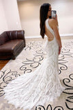 Sheath Lace Wedding Dress open Back Bridal Dress With Court Train TN298 - Tirdress