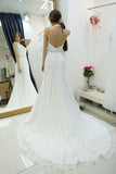 Sheath Halter Backless Sweep Train Wedding Dress with Beading WD078 - Tirdress