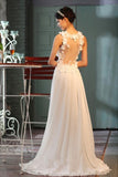 Sheer Back A-Line V-Neck Floor-Length Chiffon Wedding Dress WD084 - Tirdress