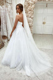 Shiny Lace Sweep Train Wedding Dresses Sweetheart Bridal Gowns TN279 - Tirdress