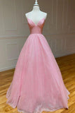 Shiny V Neck Backless Light Blue Long Prom Dresses Evening Dresses TP1018 - Tirdress