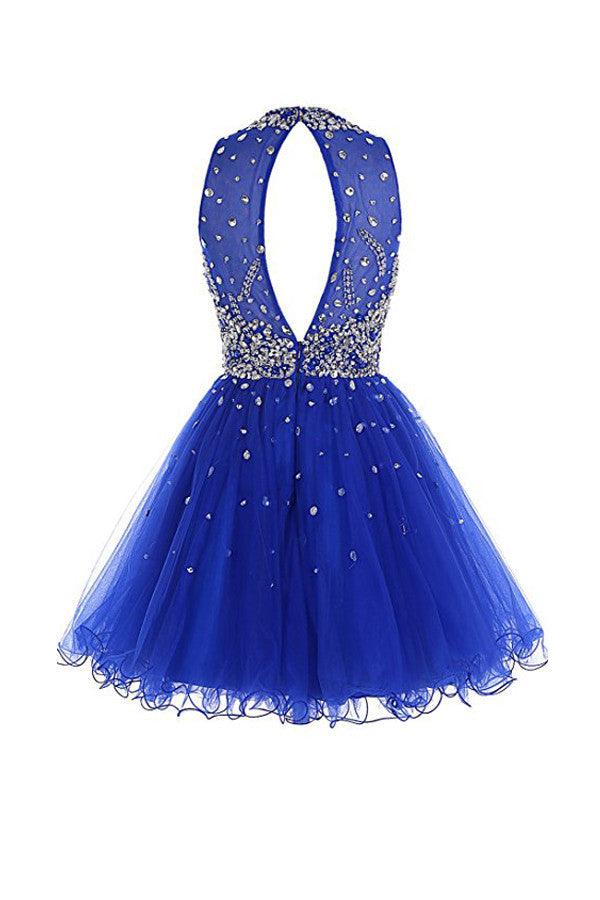 Short Chiffon Tulle Homecoming Dresses Short Prom Dresses With Beading TR0021 - Tirdress