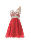 Short Homecoming Dress One Shoulder Prom Evening Dress PG024 - Tirdress