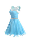 Short Homecoming Dress Ruched Chiffon Prom Dress with Beads PG074 - Tirdress