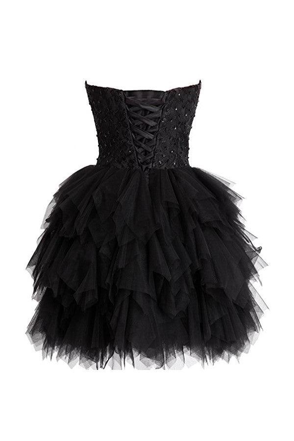 Short Lace Tulle Prom Dresses Homecoming Dresses With Beading TR0013 - Tirdress