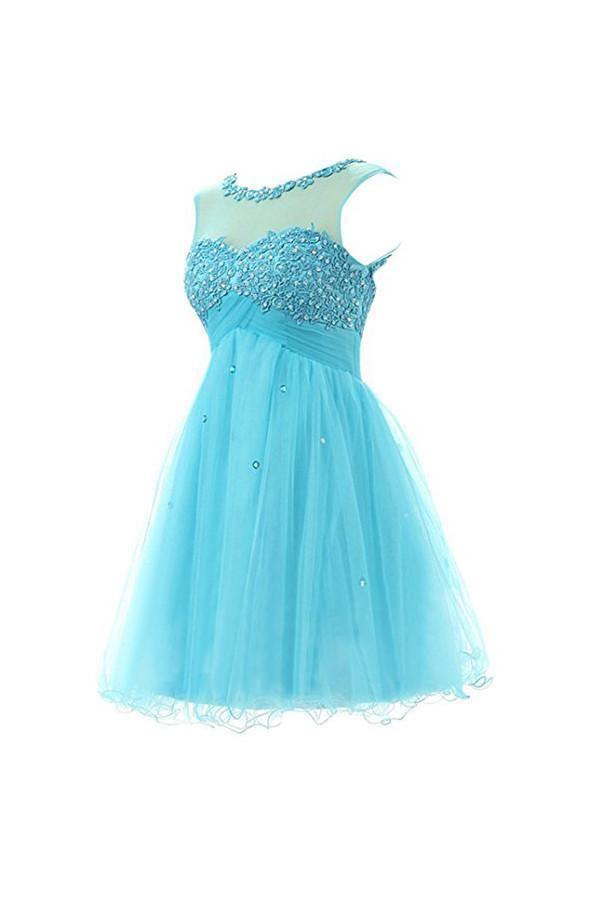 Short Prom Dress Tulle Homecoming Dress With Applique PG062 - Tirdress