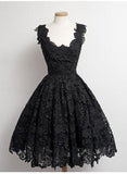 Short Scoop-Neck Lace Black Little Dresses Homecoming Dresses TR0034 - Tirdress