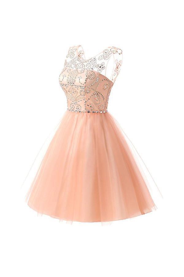 Short Tulle Beading Homecoming Dresses Prom Gowns Party Dresses US2 / Custom Color Short Tulle Beading Homecoming Dresses Prom Gowns Party Dresses US2 / Custom Color