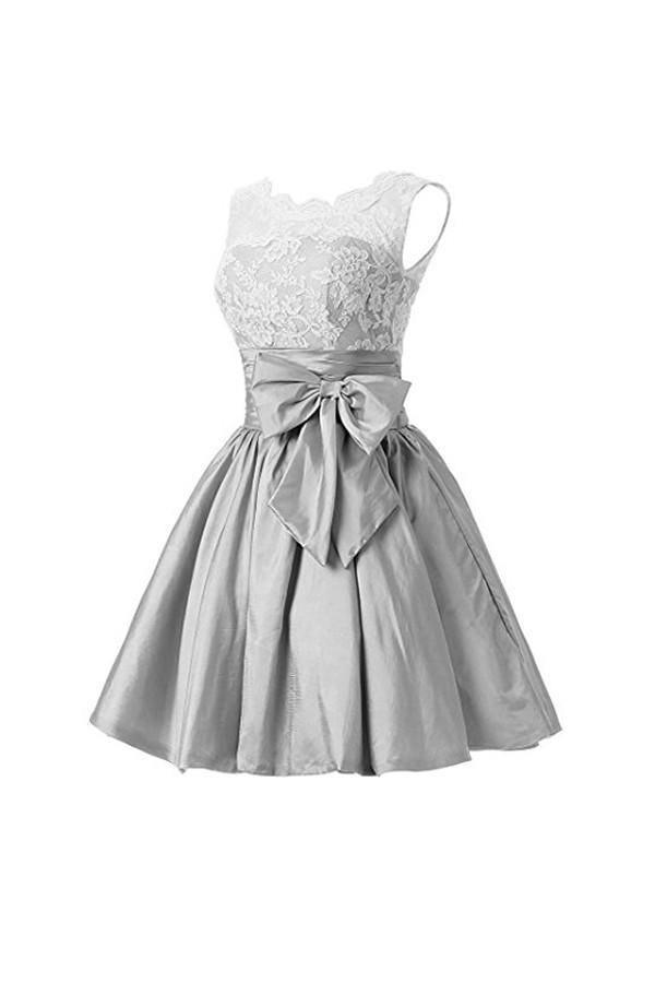 Silver Taffeta Short Homecoming Dresses Prom Dresses PG056 - Tirdress