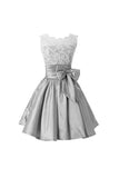 Silver Taffeta Short Homecoming Dresses Prom Dresses PG056