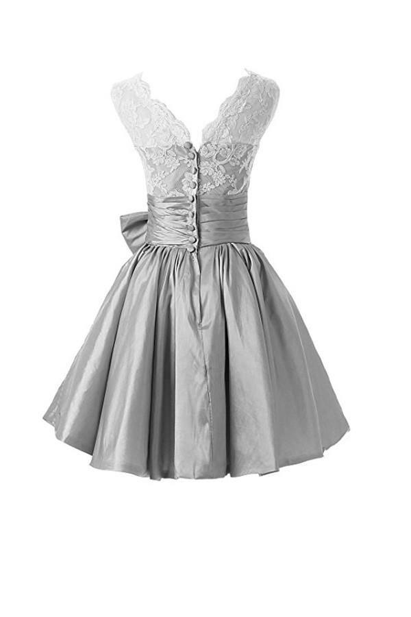 Silver Taffeta Short Homecoming Dresses Prom Dresses PG056 - Tirdress